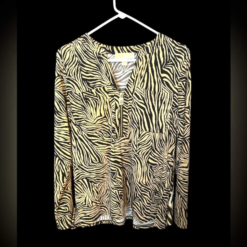 MICHAEL KORS EUC Zebra Print Blouse - Black and Cream